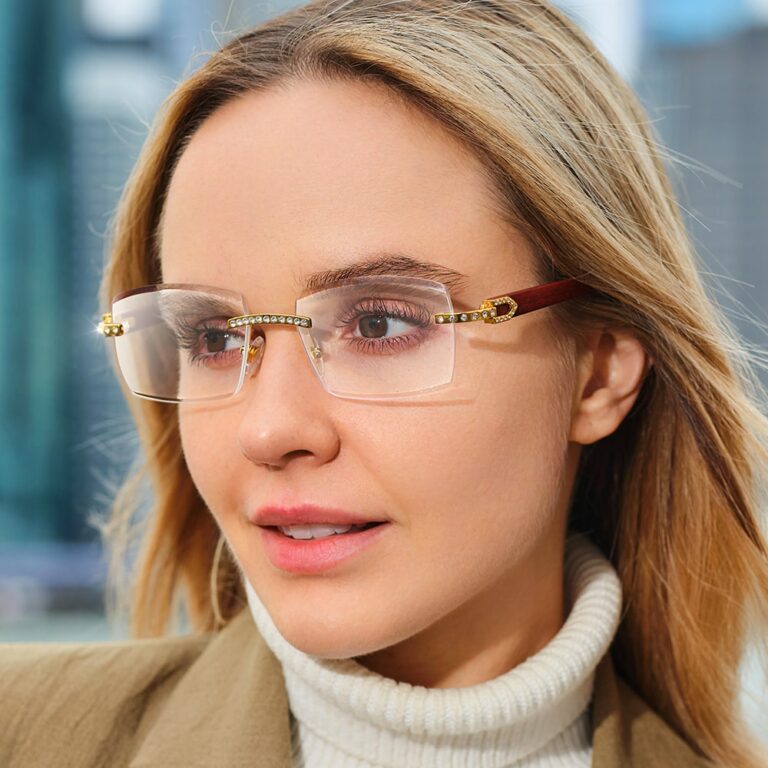 Eyewear of Jimhalo Rimless Square Frame Multifocal Lens